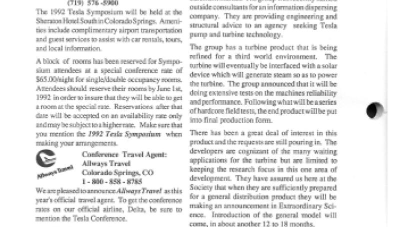 Preview of Tesla Briefs... A News Roundup of Tesla Technology (Oct. 1991) article
