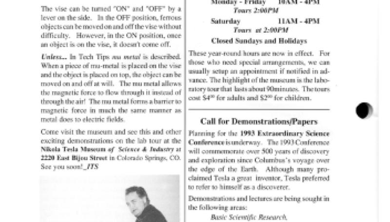 Preview of Tesla Briefs... A News Roundup of Tesla Technology (Oct. 1992) article