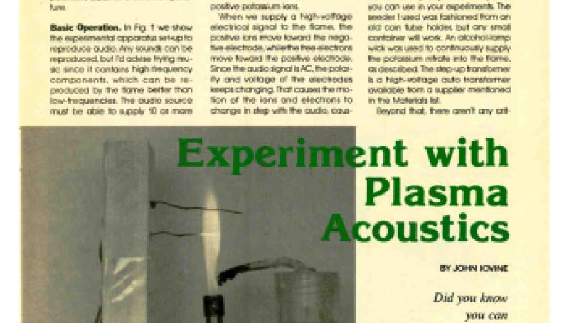 Preview of Experiment with Plasma Acoustics article