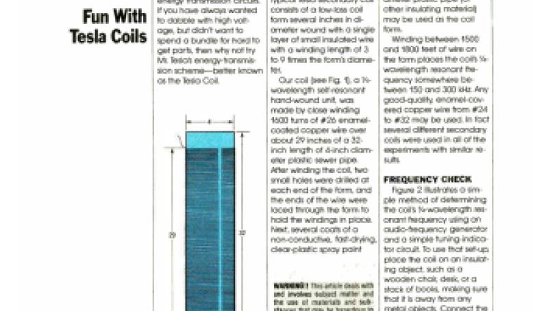 Preview of Fun With Tesla Coils article
