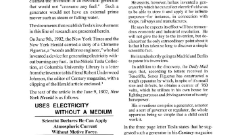 Preview of Nikola Tesla’s “Free Energy” Documents article
