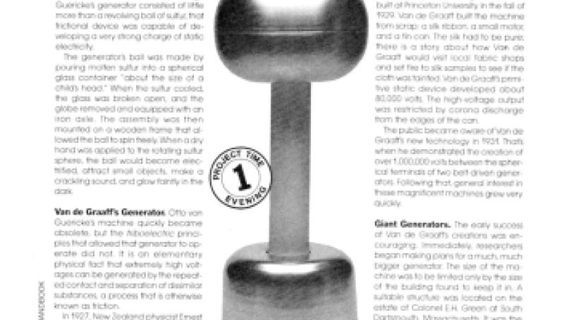 Preview of 200,000-Volt Van de Graaff Generator article