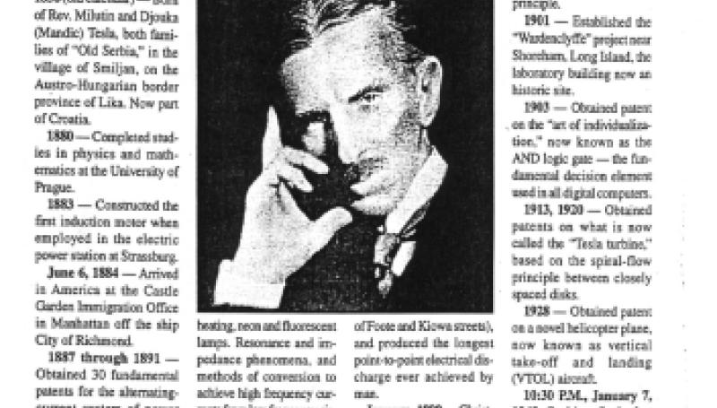 Preview of Remembering Nikola Tesla article