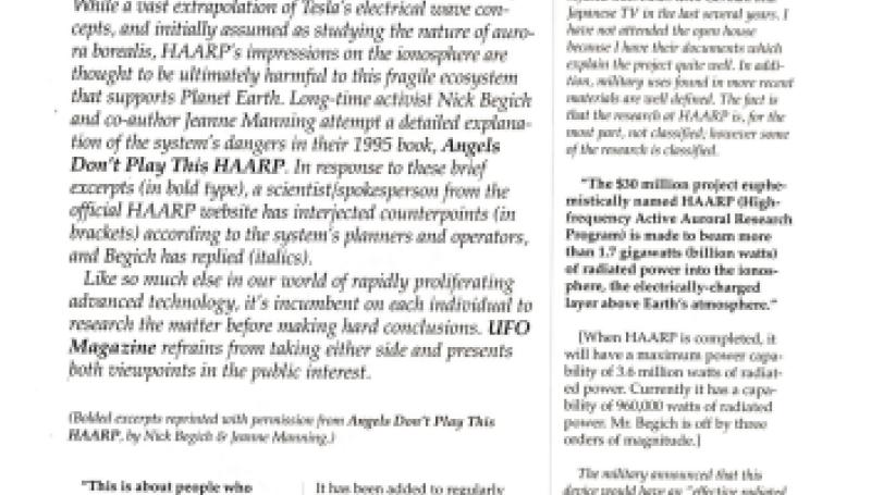 Preview of HAARPing It Both Ways: Radio Wave Experiments on Trial article