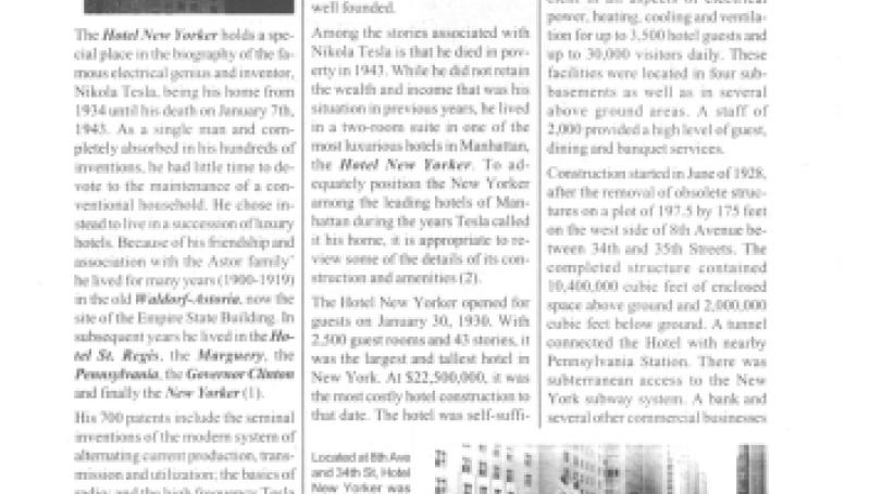 Preview of The Hotel New Yorker - Tesla's Residence (1934-1943) article
