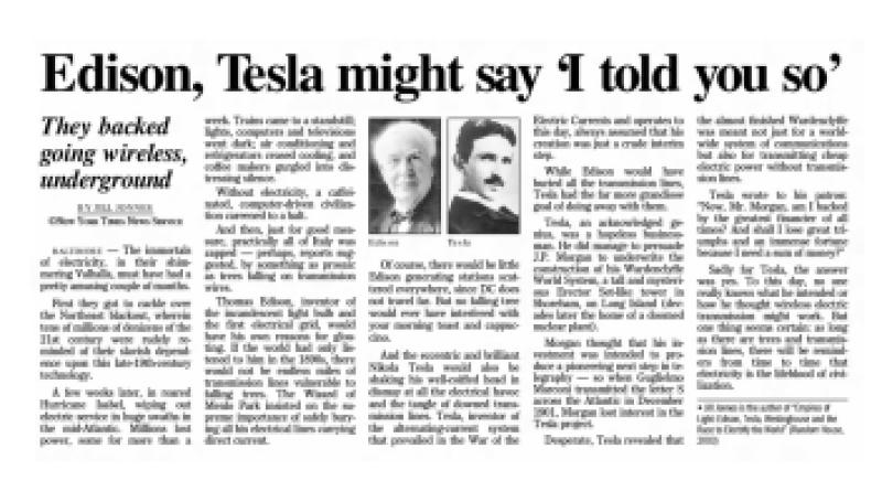 Preview of Edison, Tesla Might Say, "I Told You So" article