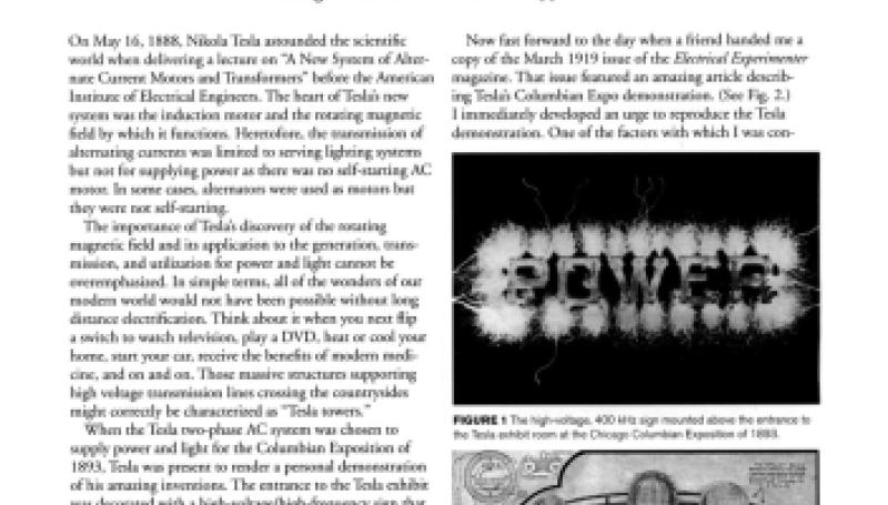 Preview of A Tesla Rotating Magnetic Field Demonstration Project article