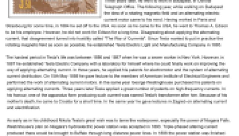 Preview of 150th Nikola Tesla's Birthday Anniversary Commemorative Stamp article