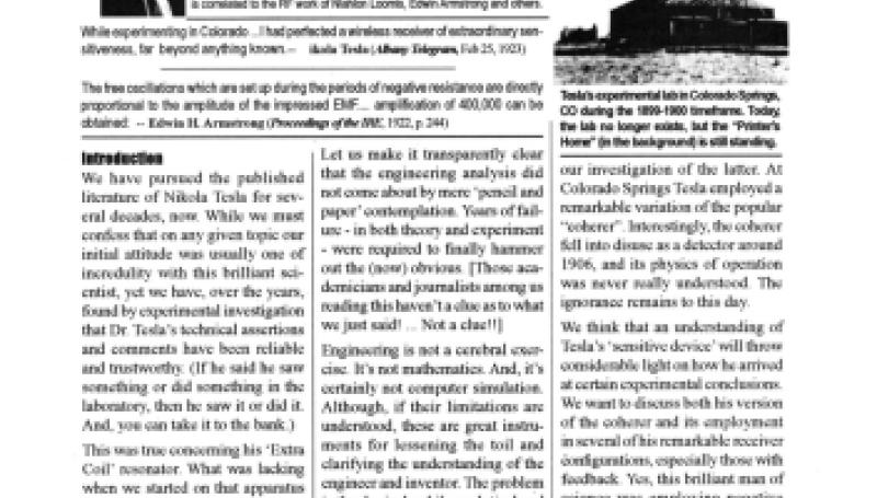 Preview of Atmospheric Fields, Tesla's Receivers and Regenerative Detectors article