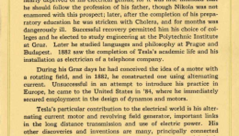 Nikola Tesla Biographical Sketch