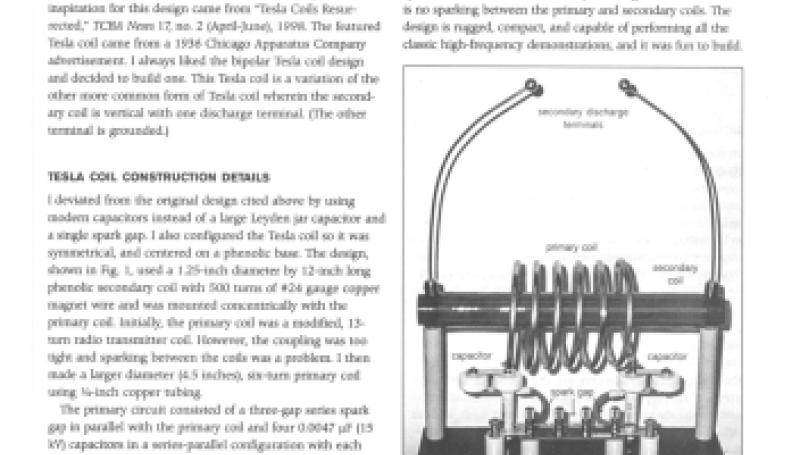 Preview of Construction and Testing of a Bipolar Tesla Coil plan