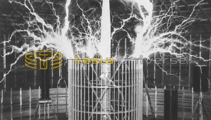 Massive streamers issuing from the extra coil of Tesla's Colorado Springs oscillator