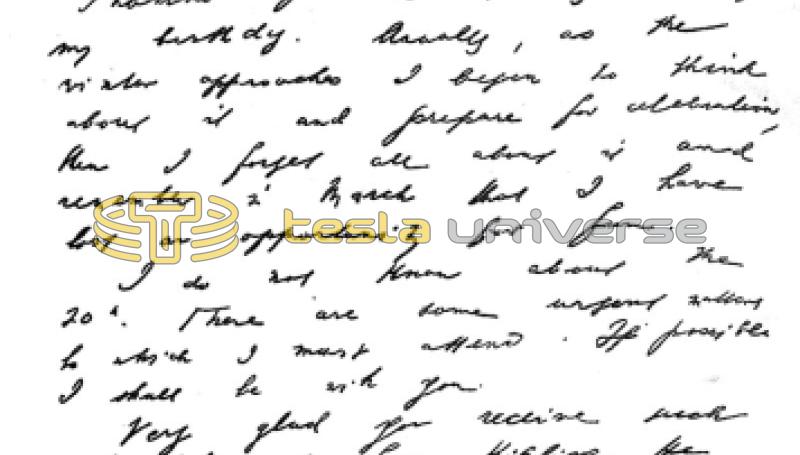 Letter from Nikola Tesla to Robert Underwood Johnson