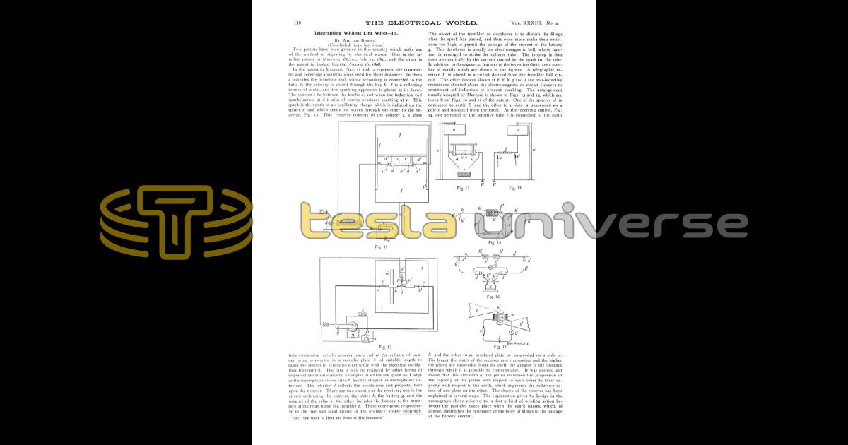 Tesla Count Line Telegraphing Without Line Wires - III - Nikola Tesla Article