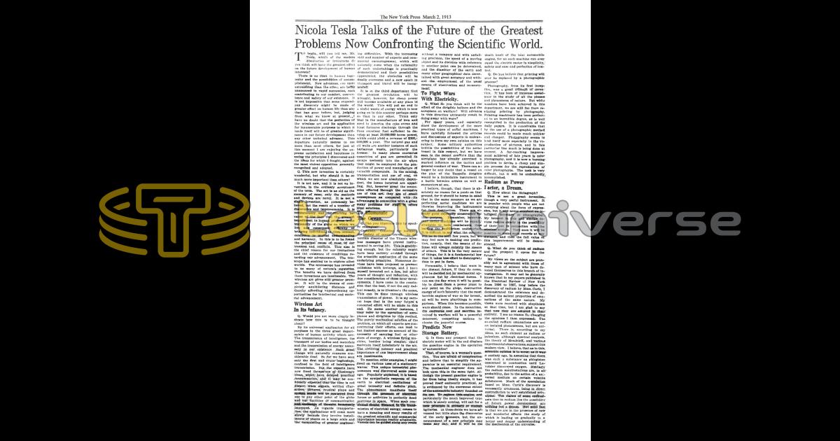 Nikola Tesla Talks of the Future of the Greatest Problems Now ...