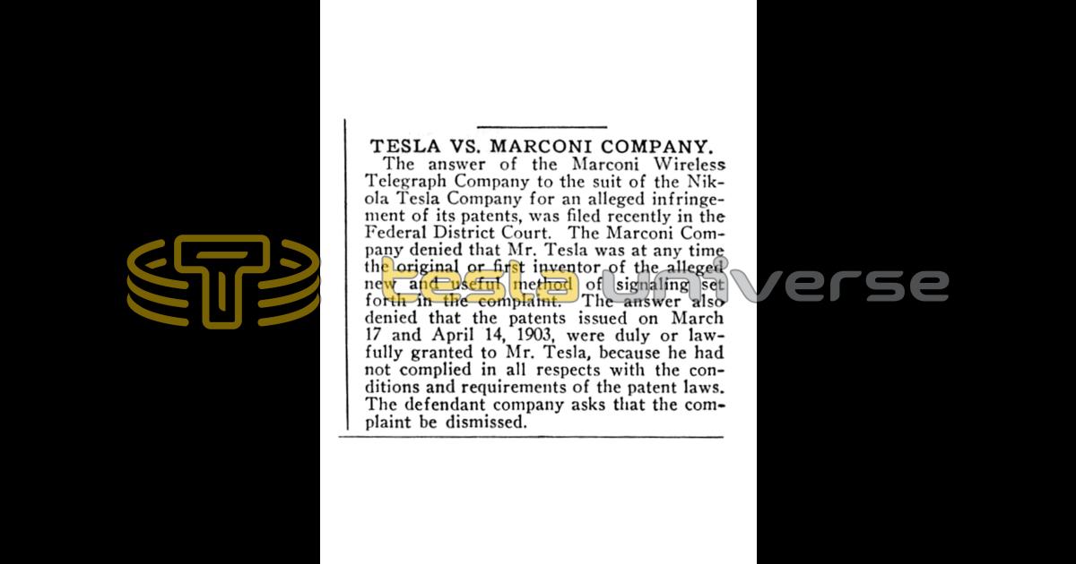 Tesla vs. Marconi Company Tesla Universe