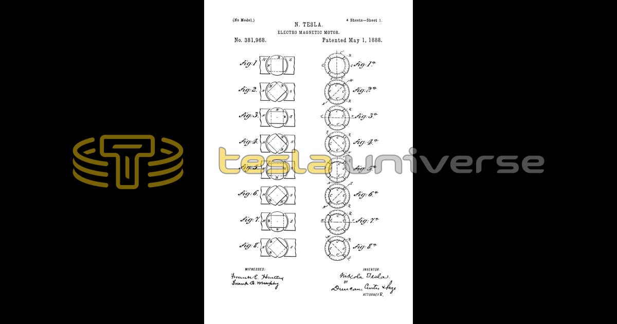 Nikola Tesla U.S. Patent 381,968 - Electro-Magnetic Motor Nikola Tesla U.S. Patent 381,968 - Electro-Magnetic Motor