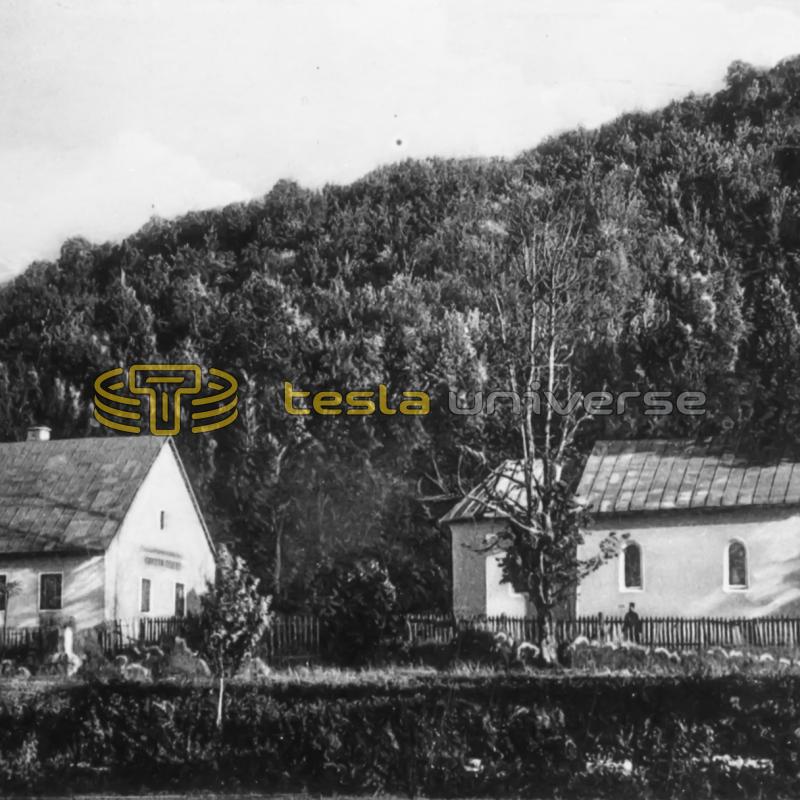 Oldest known photo (1933) of Tesla's birthplace in Smiljan, Croatia