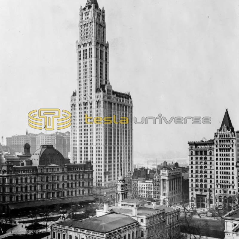The Woolworth Building in downtown Manhattan where Tesla had an office