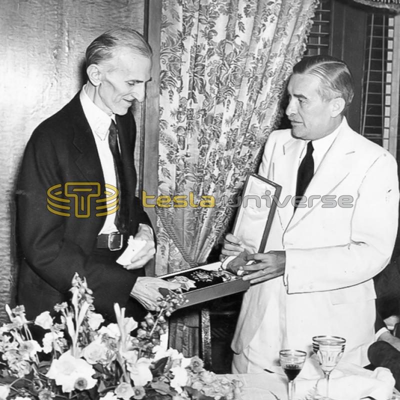 Nikola Tesla being presented with the Order of the White Lion