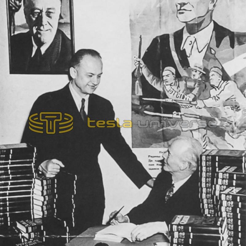 Slovene-American author Louis Adamic congratulates John J. O'Neill on Tesla biography