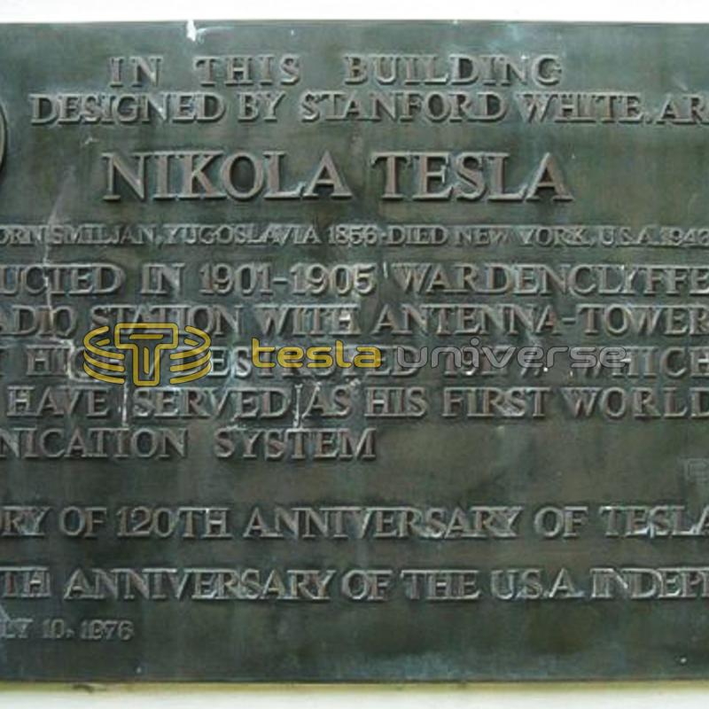 The commemorative plaque honoring Tesla at the Wardenclyffe site