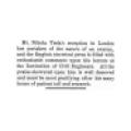 Preview of Announcement Regarding Nikola Tesla's Reception in London article