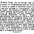 Preview of Nikola Tesla to Offer Invention to Government as a Gift article