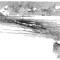 Depiction of Tesla remote-controlled boat and operator