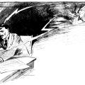 Illustration of Tesla at the Button of the Machine to End War