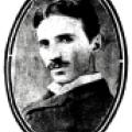 Nikola Tesla illustration from 1903 showing famous portrait in oval frame