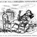 Illustration of Nikola Tesla Demolishing Newspaper Row