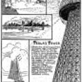 Drawing of Wardenclyffe Tower Relaying Power from a Waterfall