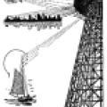 Illustration showing Wardenclyffe tower sending and receiving electricity