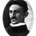 Illustration of Nikola Tesla from 1907 Harvard Illustrated article