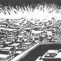 Illustration of Tesla overlooking a city lit by his wireless light