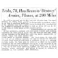 Preview of Tesla, 78, Has Beam to Destroy Armies, Planes, at 200 Miles article
