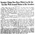 Preview of Inventor Claims New Rays Which Can Be Set Up Like Wall Around Nation to Bar Invaders article