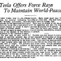 Preview of Tesla Offers Force Rays to Maintain World Peace article