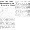 Preview of Nikola Tesla Offers Three Claims for the Scientific World article