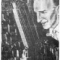 Illustration of Tesla and his earthquake machine taking down the Empire State building