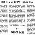Preview of Profiles for Today: Nikola Tesla article