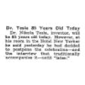 Preview of Dr. Tesla 85 Years Old Today article