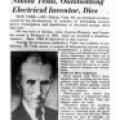 Preview of Nikola Tesla, Outstanding Electrical Inventor, Dies article