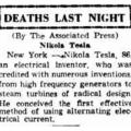Preview of Deaths Last Night - Nikola Tesla (reprint 2) article