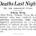 Preview of Deaths Last Night - Nikola Tesla article