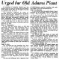 Preview of 'Electrical Hall of Fame' Urged for Old Adams Plant article