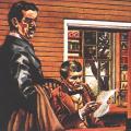 Illustration of Tesla presenting Edison with letter of recommendation