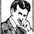 Simple illustration of Nikola Tesla from 1972 article