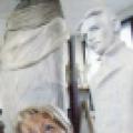 Drinka Radovanovic with her Nikola Tesla statue sculpted for the Belgrade airport
